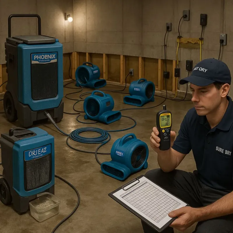 Structural Drying and Dehumidification process in Hinesville, GA